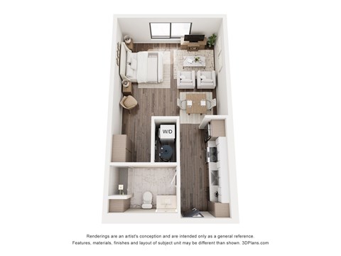 Floor plan for studio, 1 bath, 547 sqft